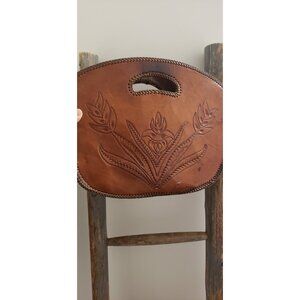 Tooled Leather Flower Purse Hand Crafted 70s Boho Authentic